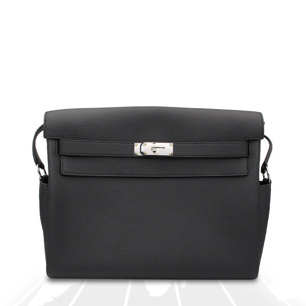 Hermes Kelly Messenger GM Black (89) Togo Palladium Hardware