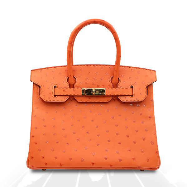 Hermes Birkin 30 Tangerine Autruche Ostrich Gold Hardware