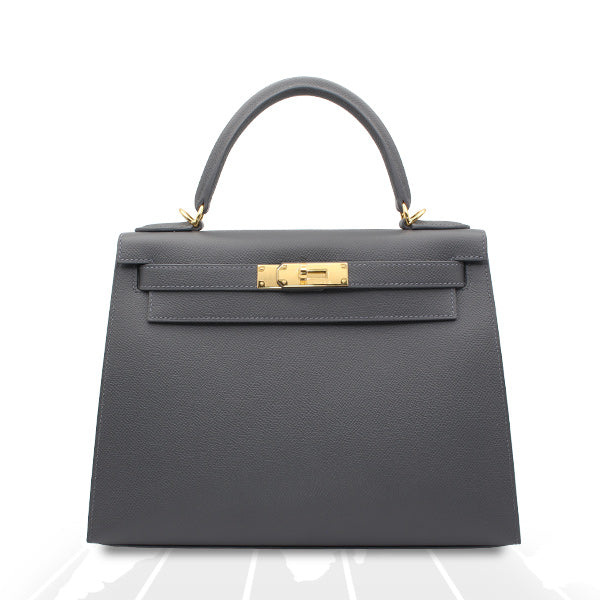 Hermes Kelly 28 Veau Epsom Ardoise Gold Hardware