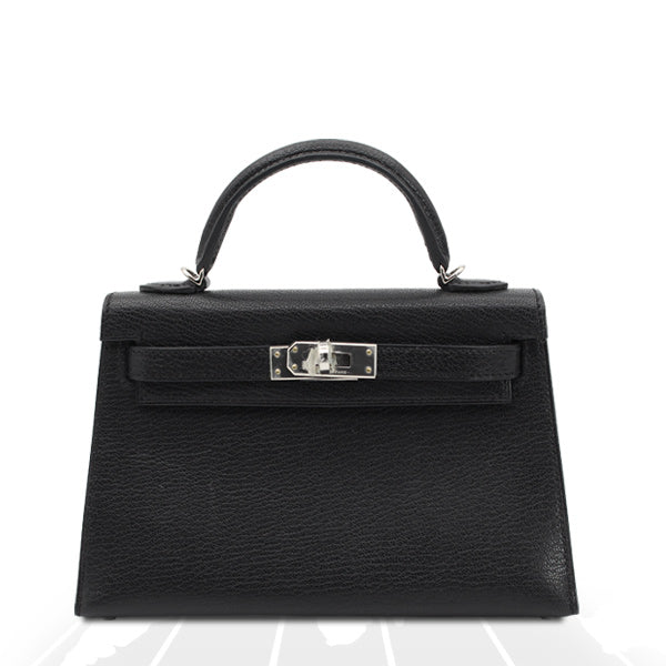 Hermes	Mini Kelly Chevre Chamkila Noir Silver Hardware