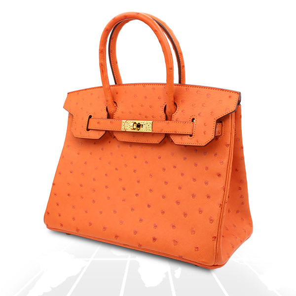 Hermes Birkin 30 Tangerine Autruche Ostrich Gold Hardware