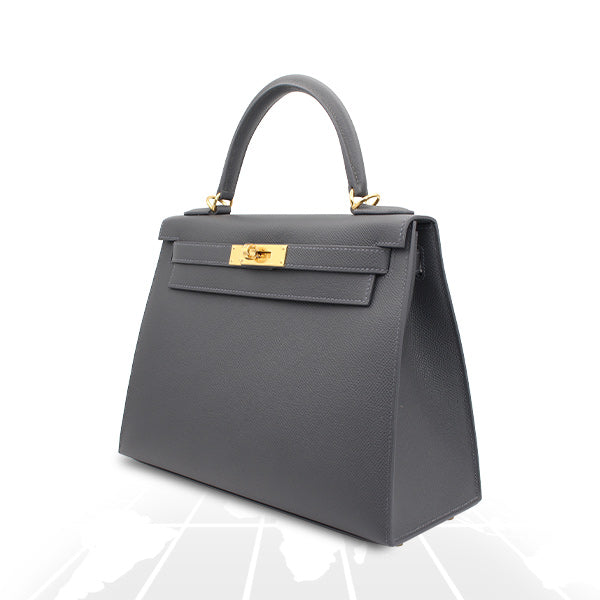 Hermes Kelly 28 Veau Epsom Ardoise Gold Hardware