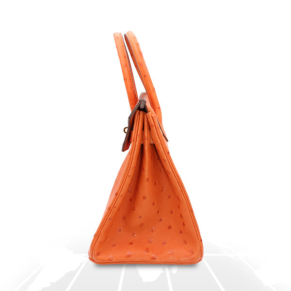 Hermes Birkin 30 Tangerine Autruche Ostrich Gold Hardware