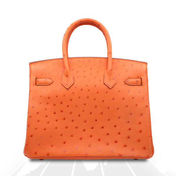 Hermes Birkin 30 Tangerine Autruche Ostrich Gold Hardware