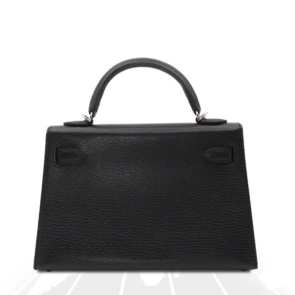Hermes	Mini Kelly Chevre Chamkila Noir Silver Hardware