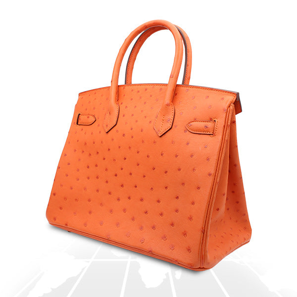 Hermes Birkin 30 Tangerine Autruche Ostrich Gold Hardware