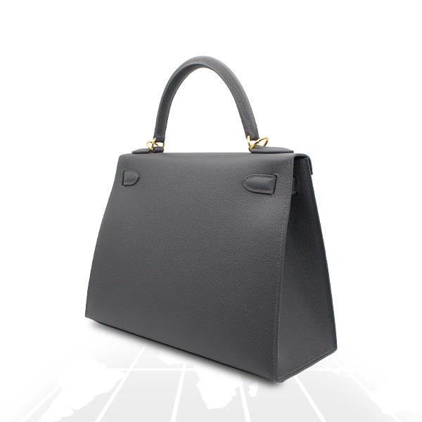Hermes Kelly 28 Veau Epsom Ardoise Gold Hardware