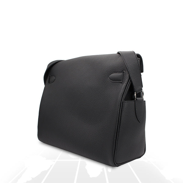 Hermes Kelly Messenger GM Black (89) Togo Palladium Hardware