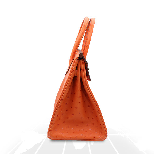 Hermes Birkin 30 Tangerine Autruche Ostrich Gold Hardware
