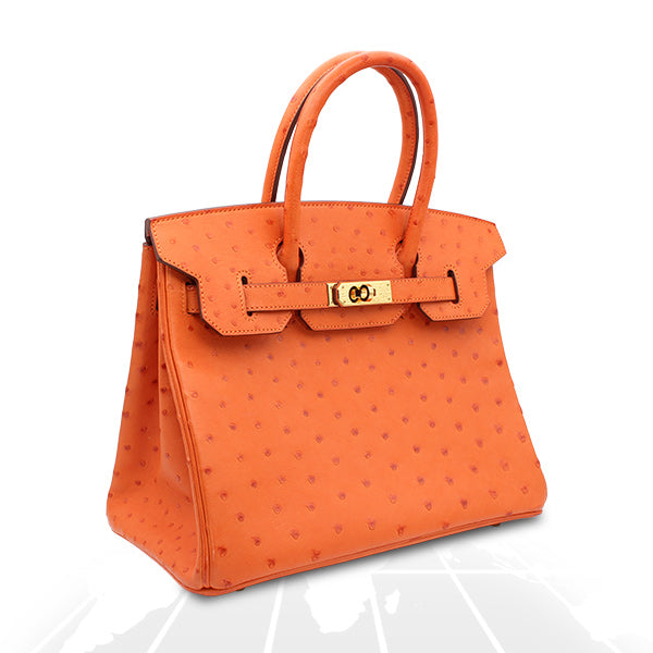 Hermes Birkin 30 Tangerine Autruche Ostrich Gold Hardware