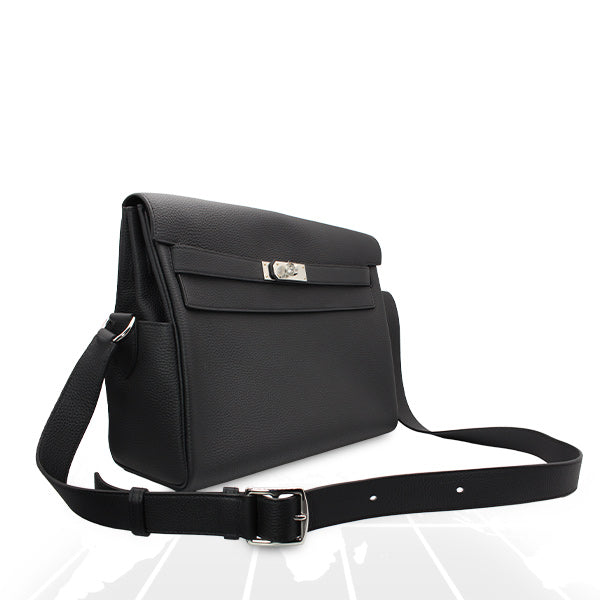 Hermes Kelly Messenger GM Black (89) Togo Palladium Hardware